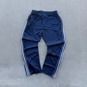 North 15 Mens Navy Blue Track Pants White Side Stripe Ankle Zip Joggers Large